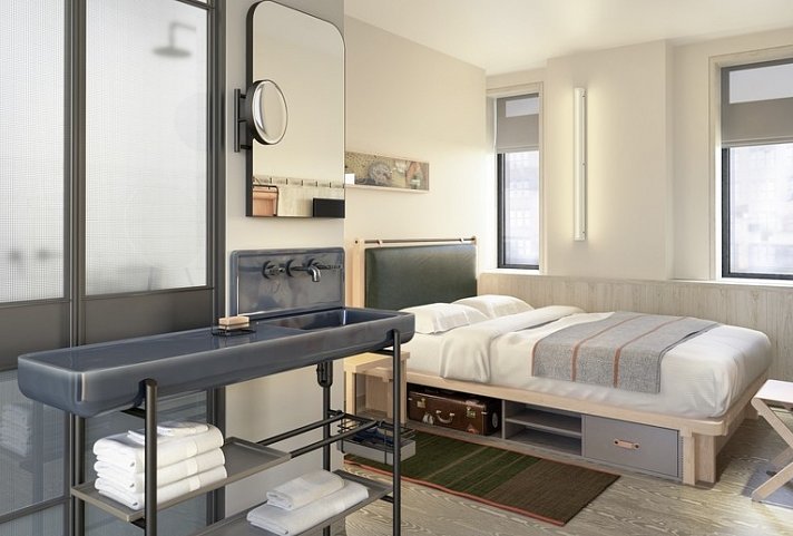 MOXY New York Times Square - Wohnbeispiel Standard One Full bed (Zimmercodierung UG6)