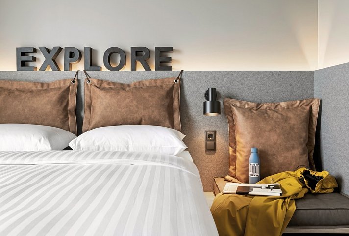 Moxy Hotel Tromsø - Wohnbeispiel Doppelzimmer Meerblick (Zimmercodierung D1M)