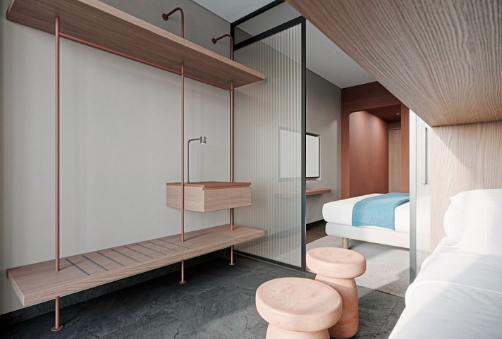 Valmar Corfu by Louis Hotels - Modellzeichnung Wohnbeispiel Familienzimmer Landblick (Zimmercodierung FBL)