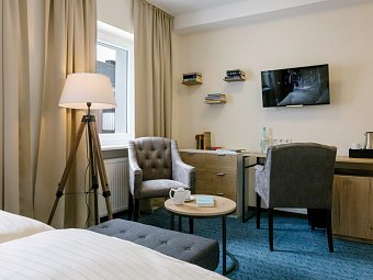 Hotel auf den Hummerklippen - Wohnbeispiel Doppelzimmer Inselseite (Zimmercodierungen DBL & D1L)