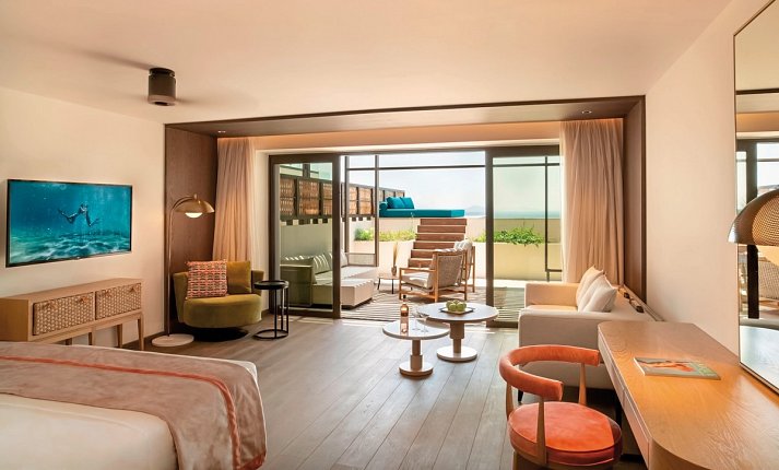 Mitsis Summer Palace - Wohnbeispiel Junior Suite Sea View Plunge Pool (Zimmercodierung J1M)