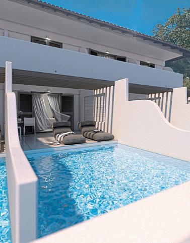 Petrino Eco Village - Wohnbeispiel Maisonette Privatpool Poolblick (Zimmercodierung MS2)