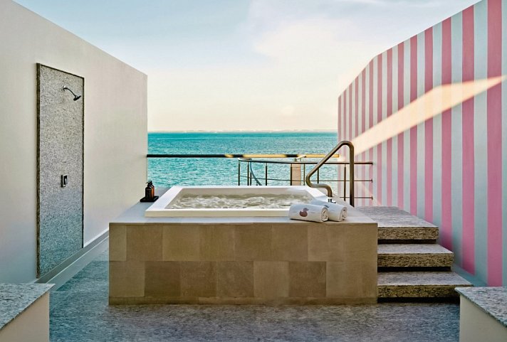 SLS Playa Mujeres - Wohnbeispiel SLS Oceanview Rooftop King (Zimmercodierung WF1)