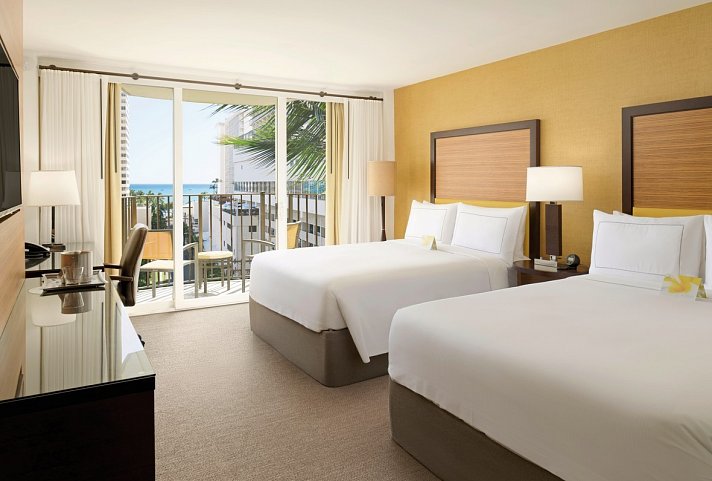 Hilton Waikiki Beach - Wohnbeispiel Standard City View 2 Double Beds (Zimmercodierungen UG4 & UG5)