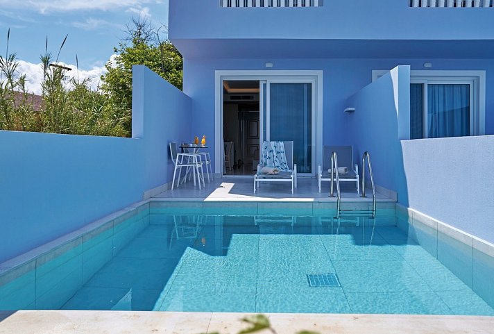 Ibiscus Hotel Corfu - Wohnbsp. Doppelzimmer Meerblick beheizbarer Privat-Pool (Zimmercodierung D1R)