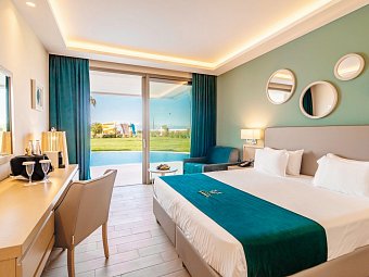 Almyros Beach Resort & Spa - Wohnbeispiel Doppelzimmer Deluxe Gartenblick (Zimmercodierung DDG)